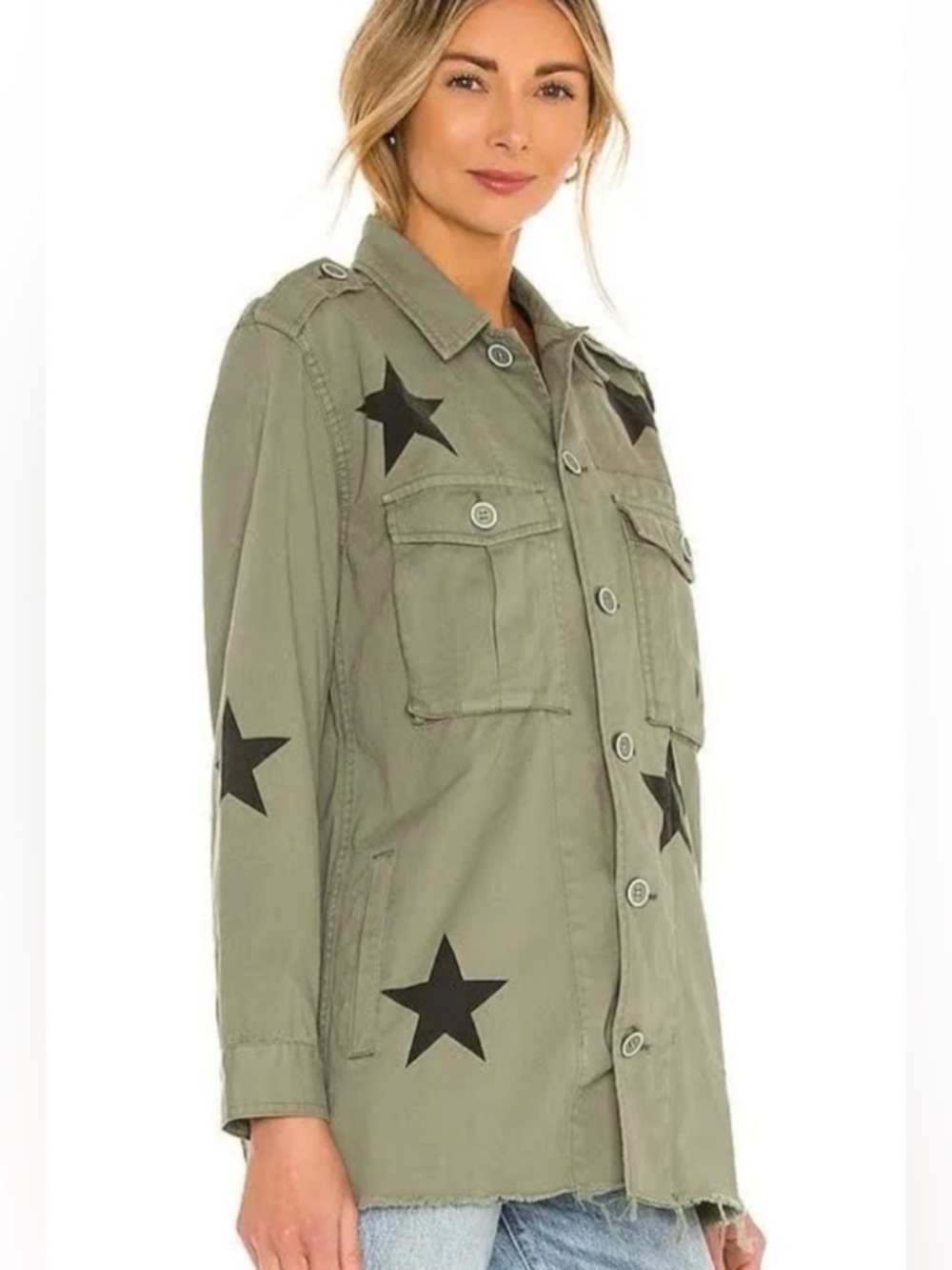 pistola Olive Utility Jacket with Black Star Accents